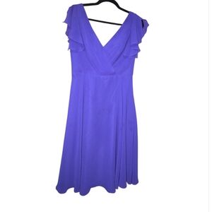 Davids Bridal DB STUDIO Short Flutter sleeve Chiffon Purple Regency Dress SIZE 6
